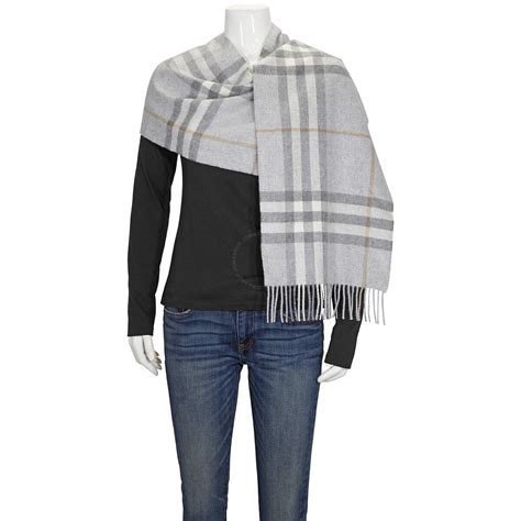 burberry scarf grey women|Burberry grey cashmere scarf.